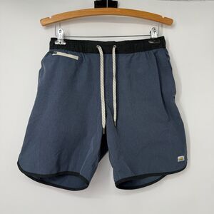 Vuori Banks Shorts 7” Mens Sz M Blue Black Performance Unlined Pockets Gym V330